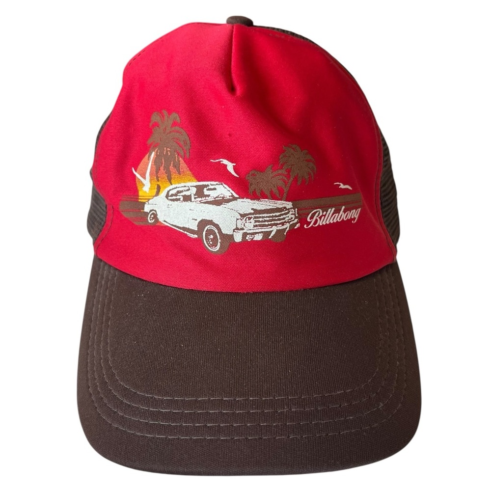 Vintage Billabong Trucker Hat, Chevelle SS Sunset Brown Red USA Surf 70s 80s